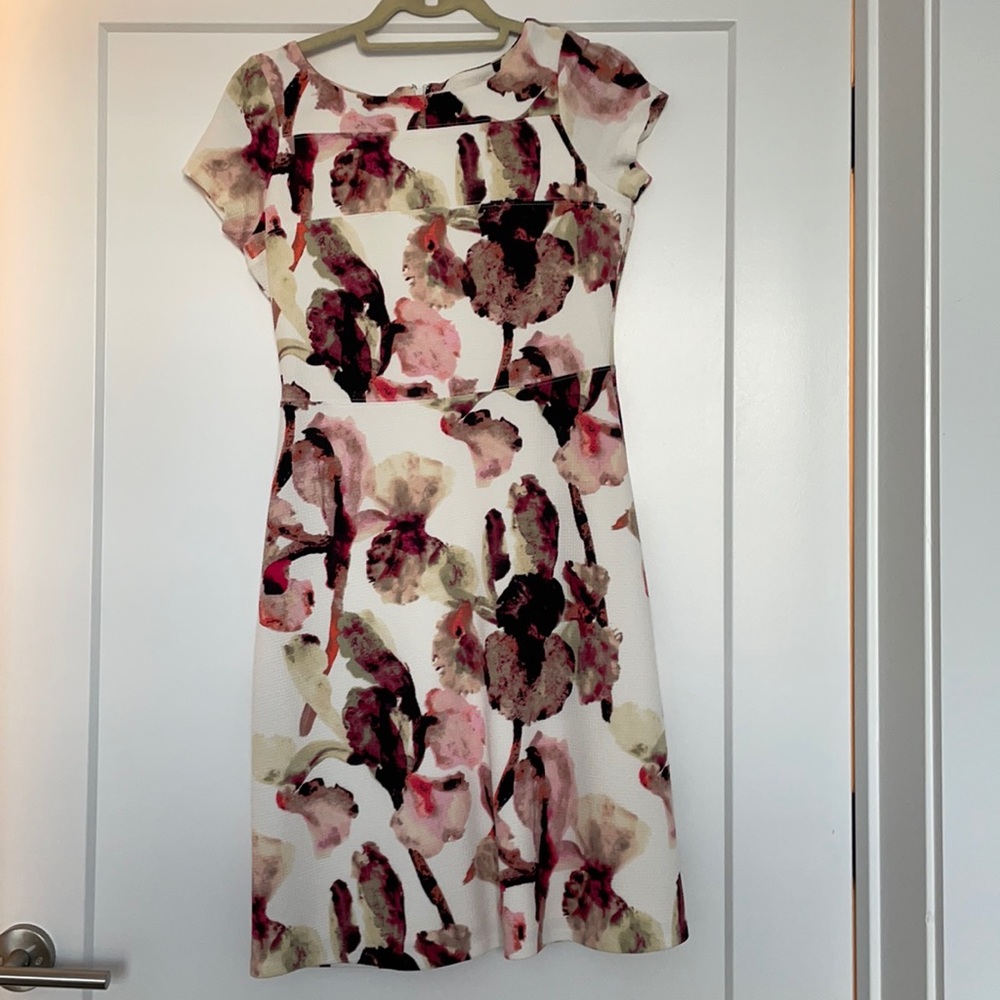 Ivanka Trump White and Floral Dress Size 2